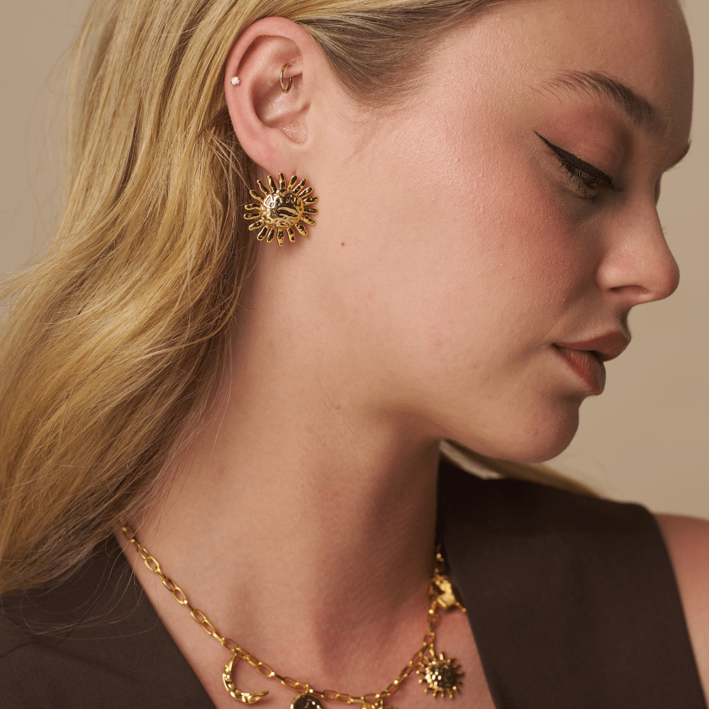 Orelia Statement Molten Sun Stud Earrings