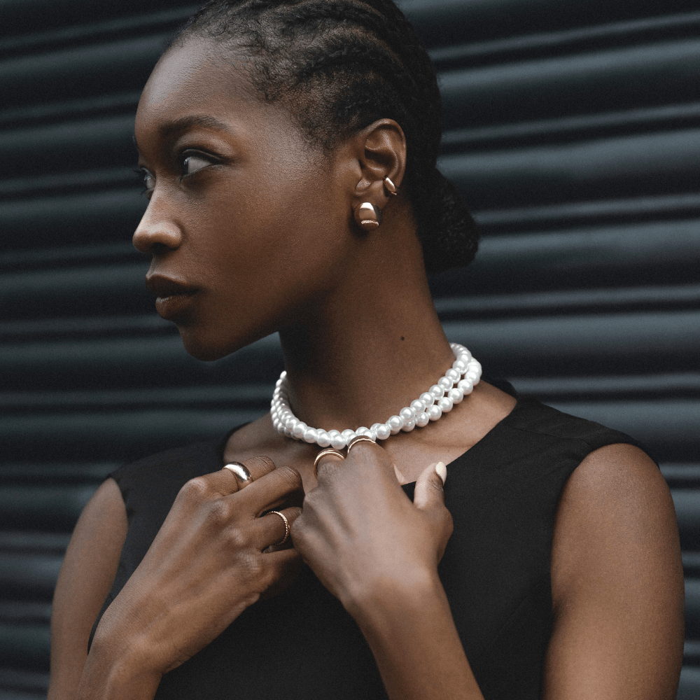 Orelia Statement Pearl T-Bar Necklace