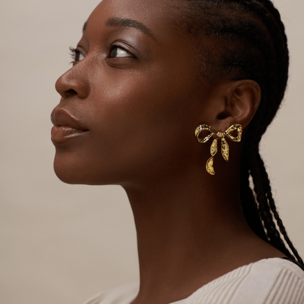 Orelia Statement Ribbon Bow Earrings