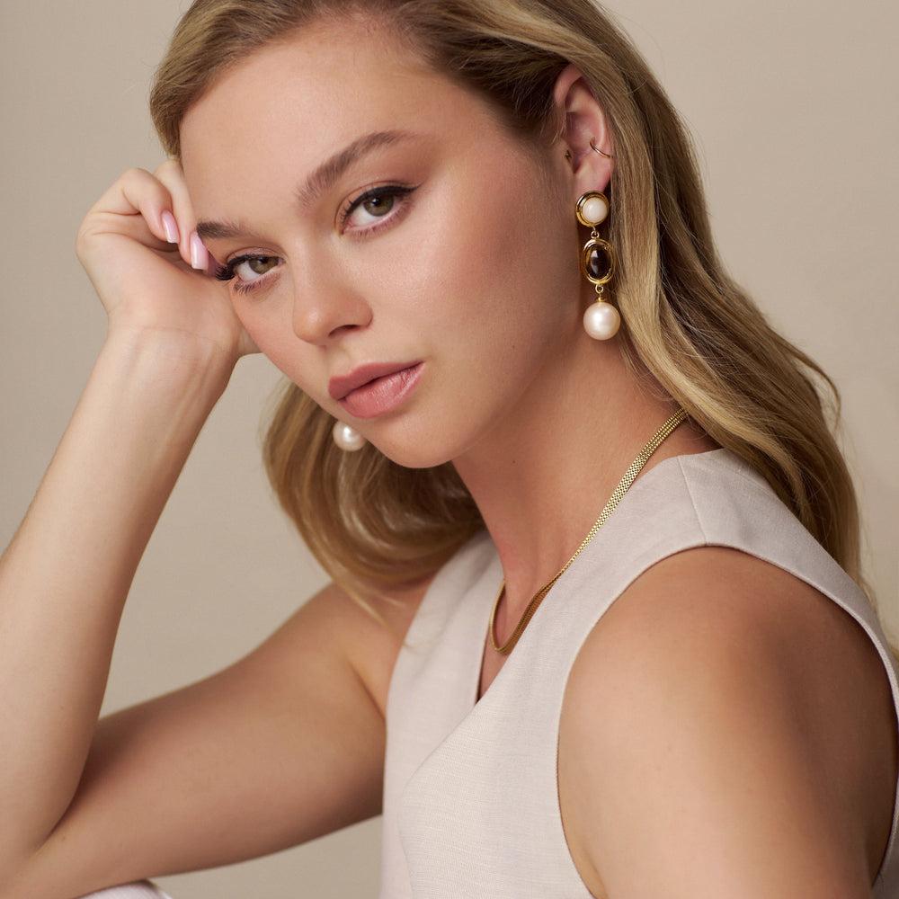 Orelia Statement Semi-Precious & Pearl Drop Earrings