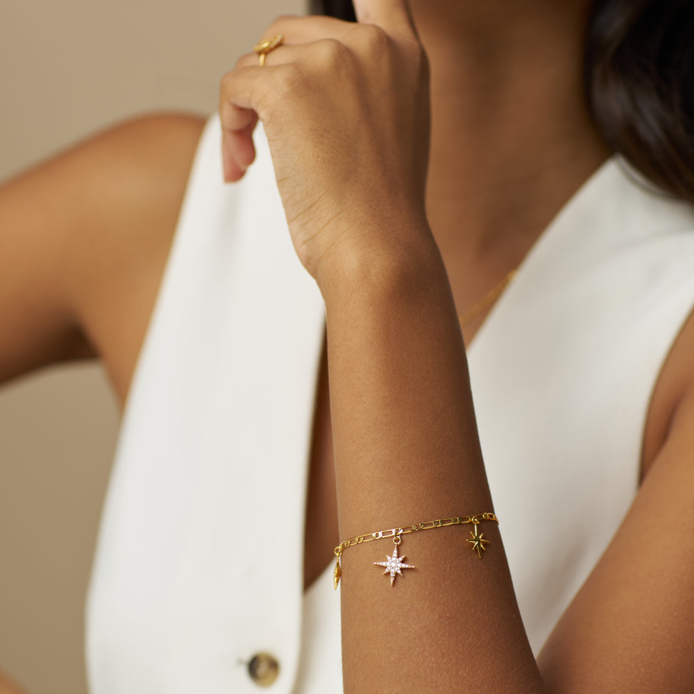 Orelia Statement Starburst Charm Bracelet