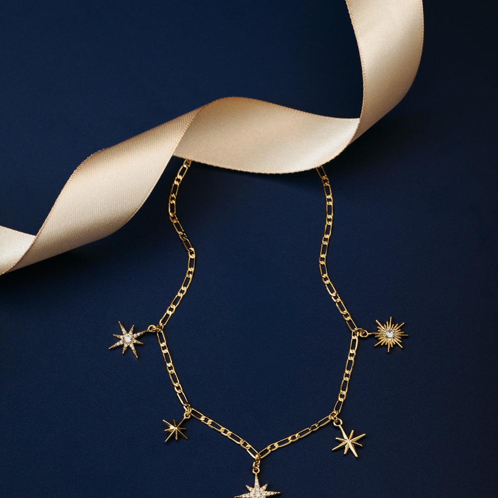 Orelia Statement Starburst Charm Drop Necklace