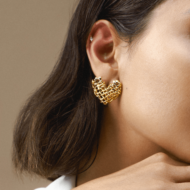 Orelia Statement Woven Heart Stud Earrings