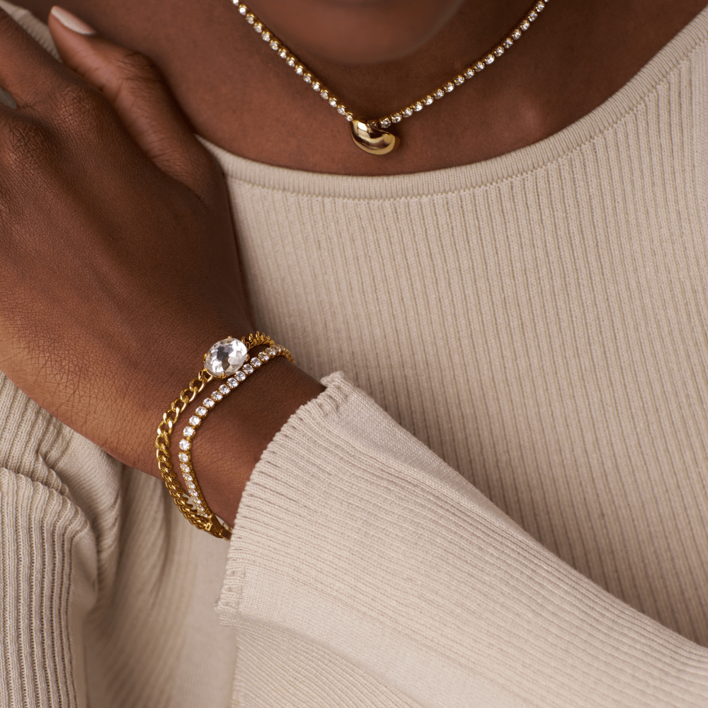 Orelia Stationed Crystal Chain Bracelet