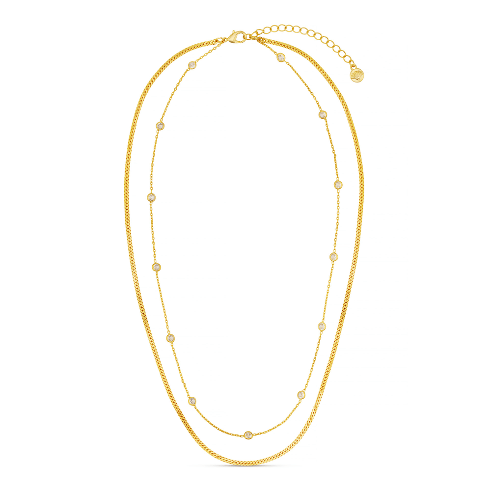 Orelia Stationed Crystal & Snake 2-Row Necklace