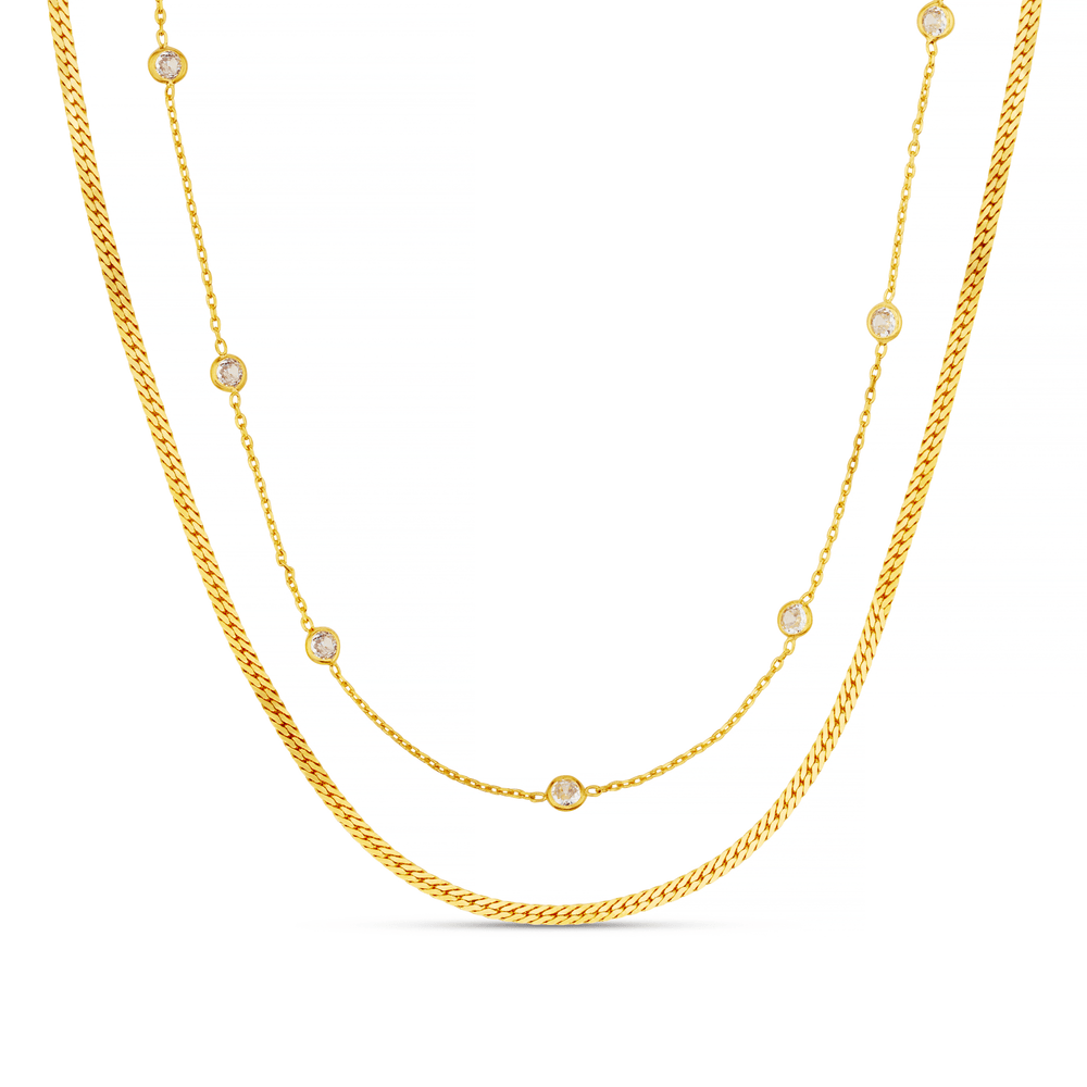 orelia Stationed Crystal & Snake 2-Row Necklace