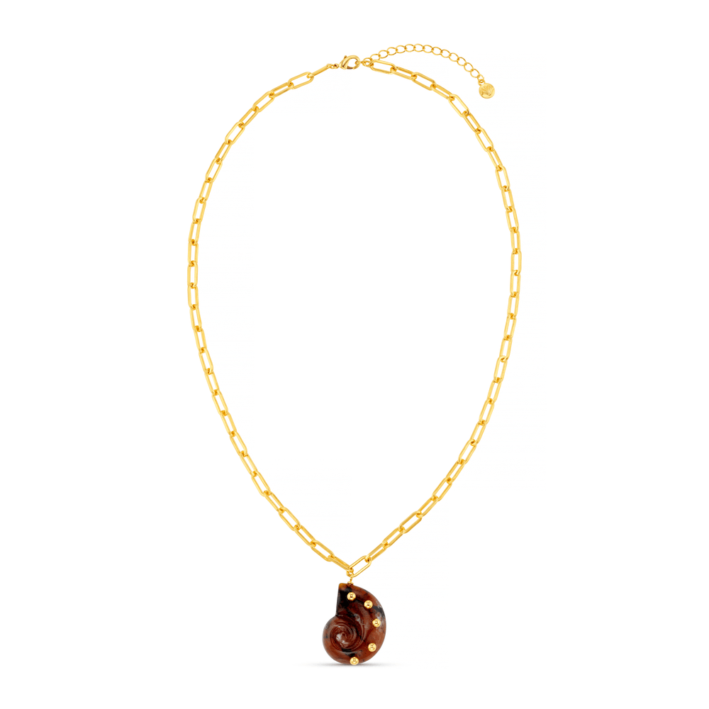Orelia Studded Resin Ammonite Necklace