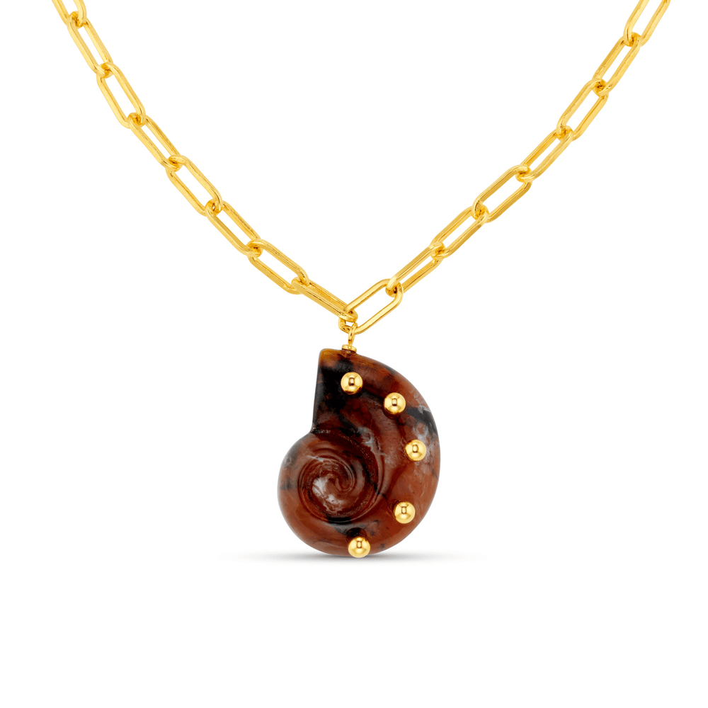 orelia Studded Resin Ammonite Necklace