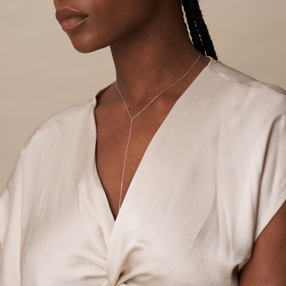 Orelia Super Fine Lariat Necklace - Silver