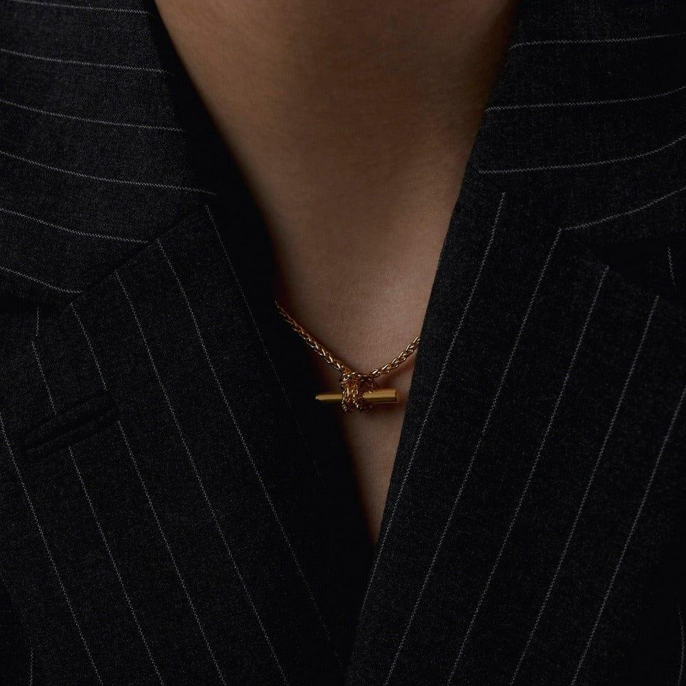 Orelia T-Bar Chain Knot Necklace - Gold