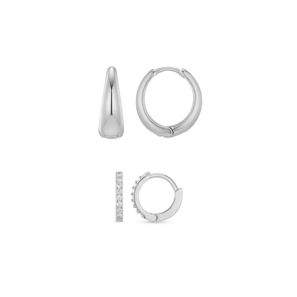 orelia Taper & Micro Hoop Earring Ear Stacking Set