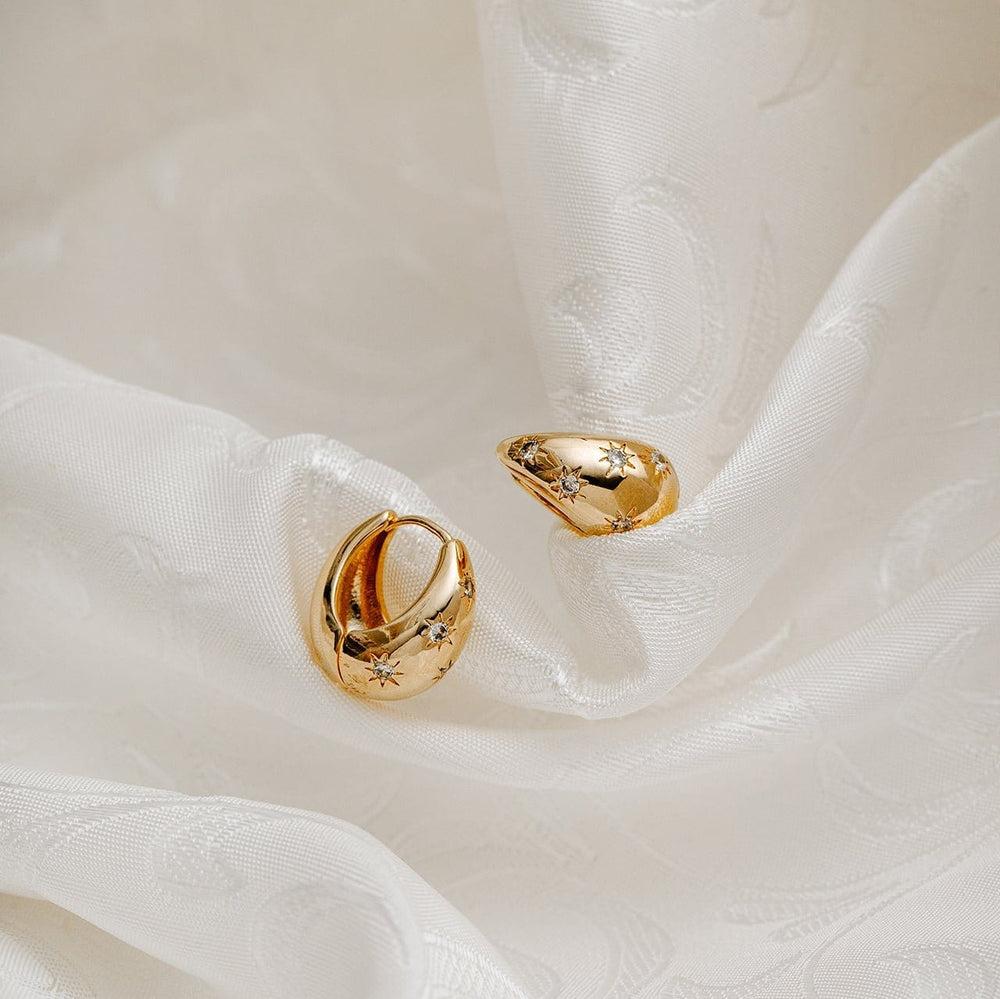 Orelia Tapered Crystal Starburst Hoop Earrings