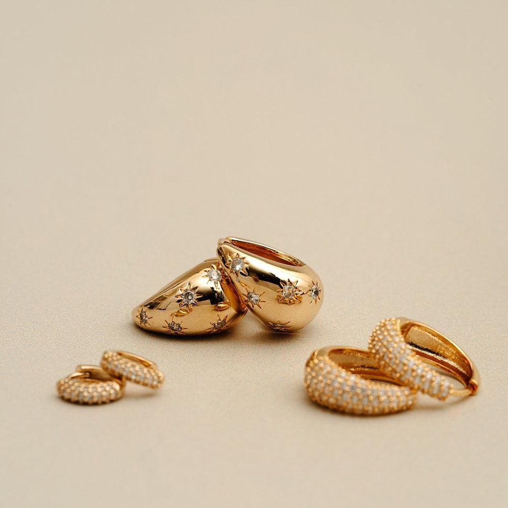 Orelia Tapered Crystal Starburst Hoop Earrings