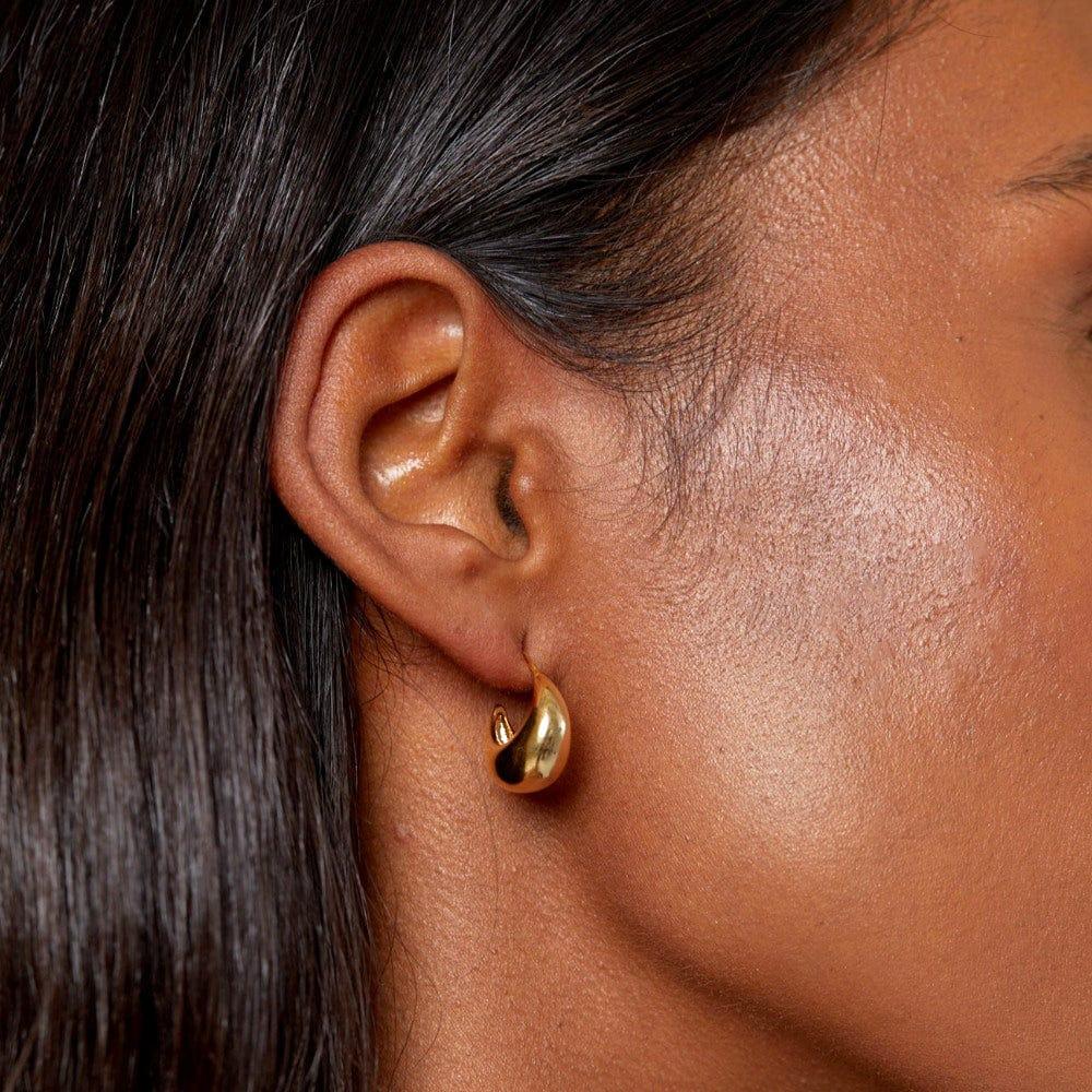 Orelia Tapered Domed Hoop Earrings - Gold