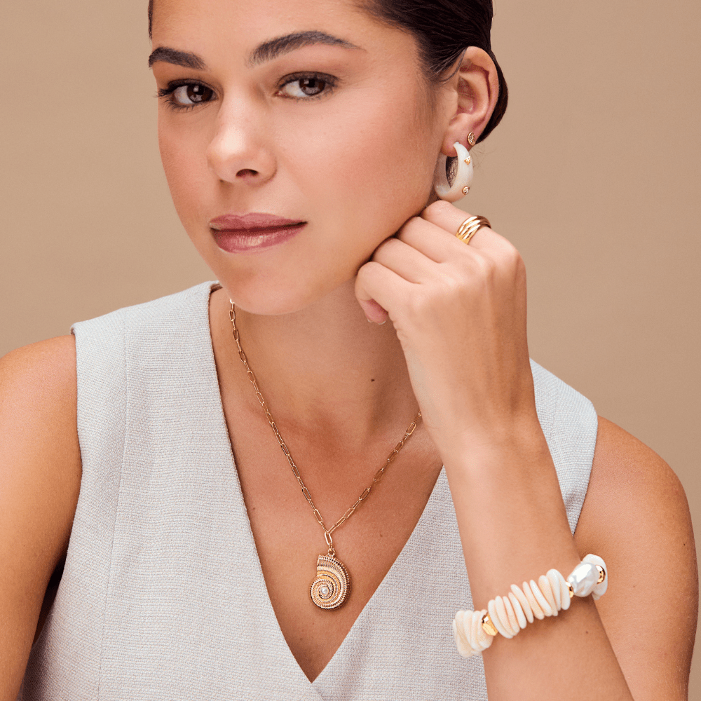 Orelia Textured Ammonite Statement Necklace