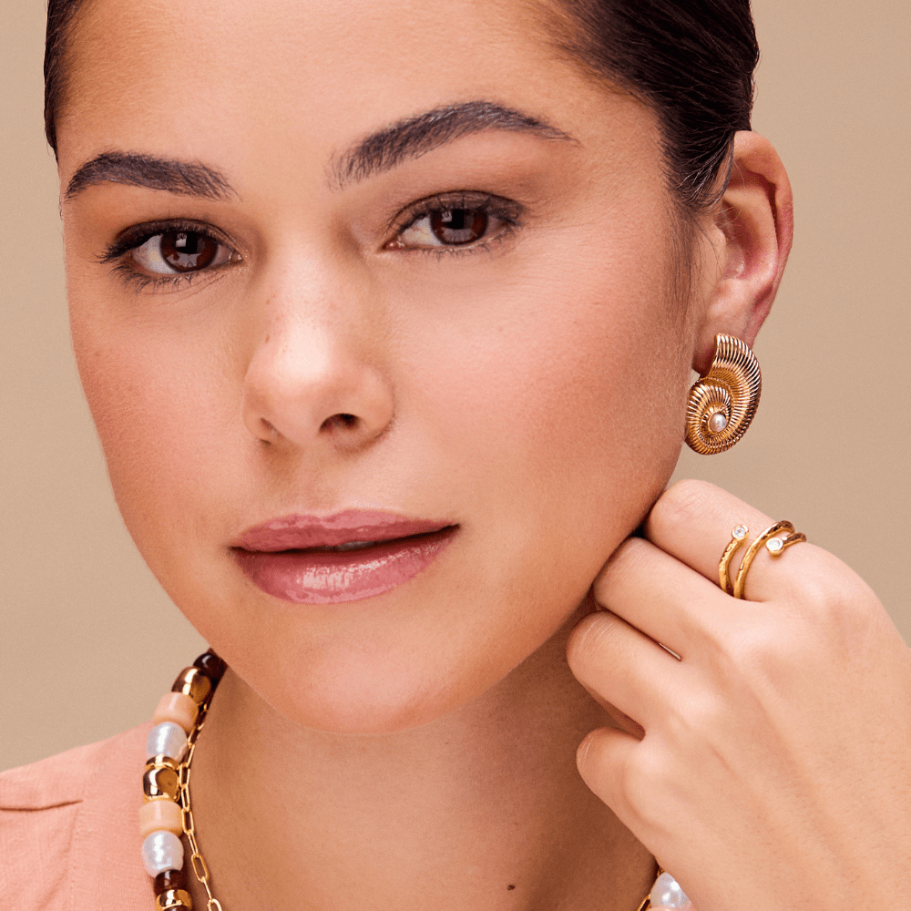 Orelia Textured Ammonite Statement Studs