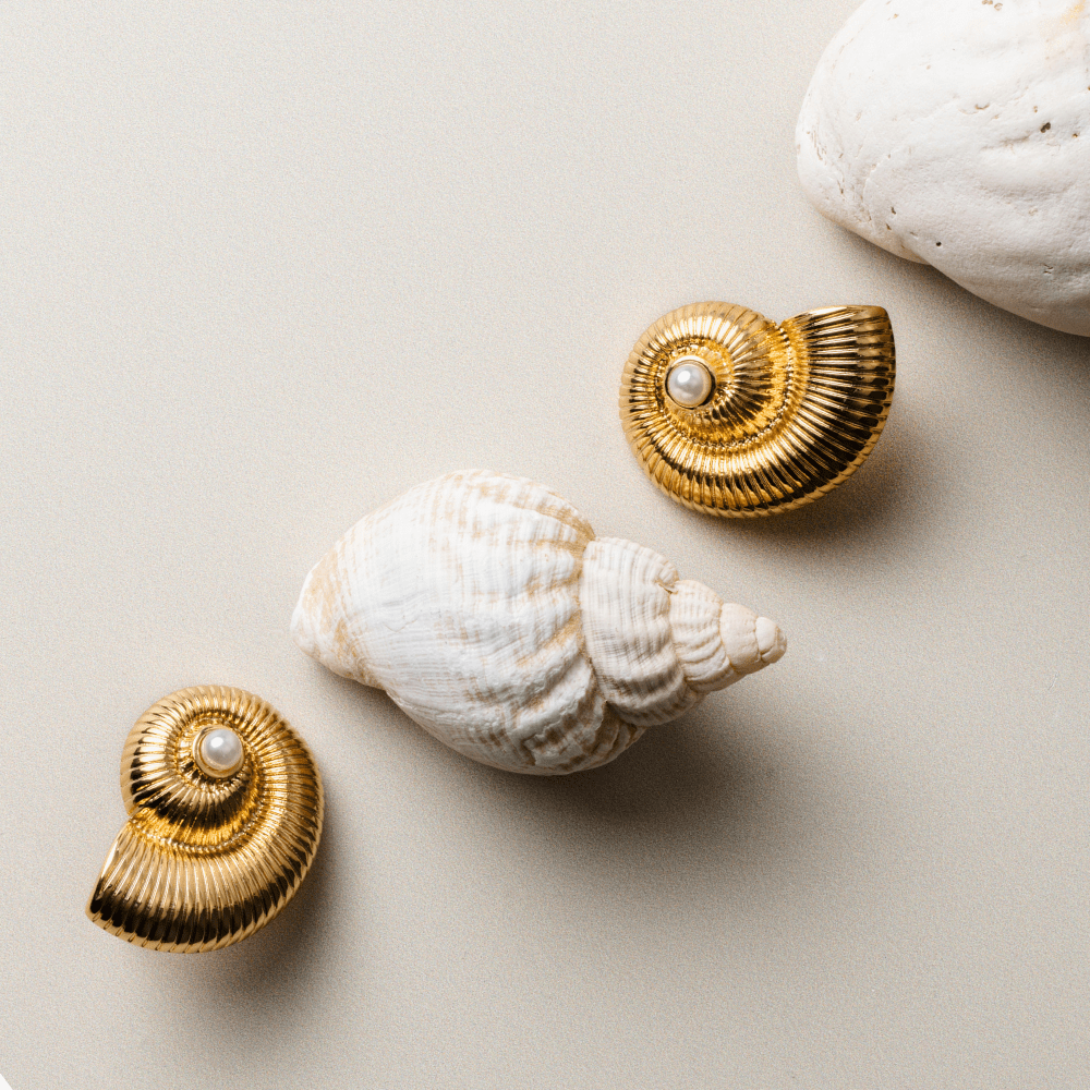 Orelia Textured Ammonite Statement Studs