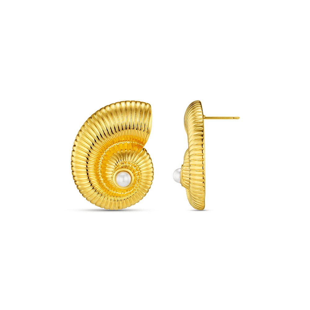 orelia Textured Ammonite Statement Studs