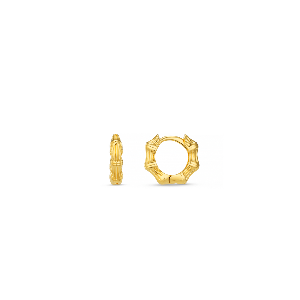 orelia Textured Bamboo Huggie Hoop Earrings