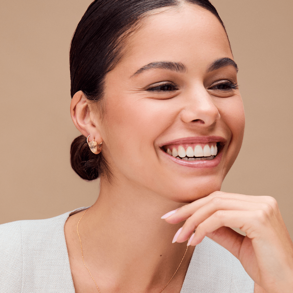 Orelia Textured Fan Small Hoop Earrings