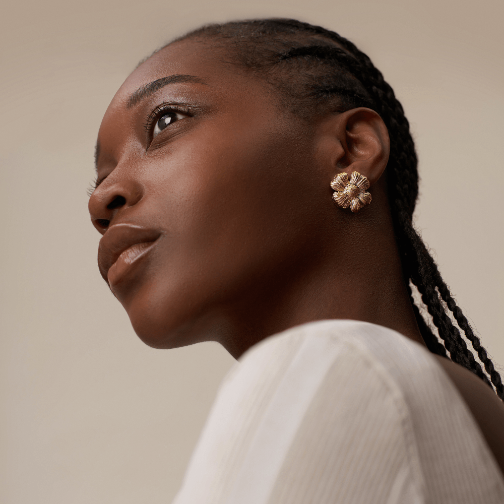 Orelia Textured Flower Statement Studs