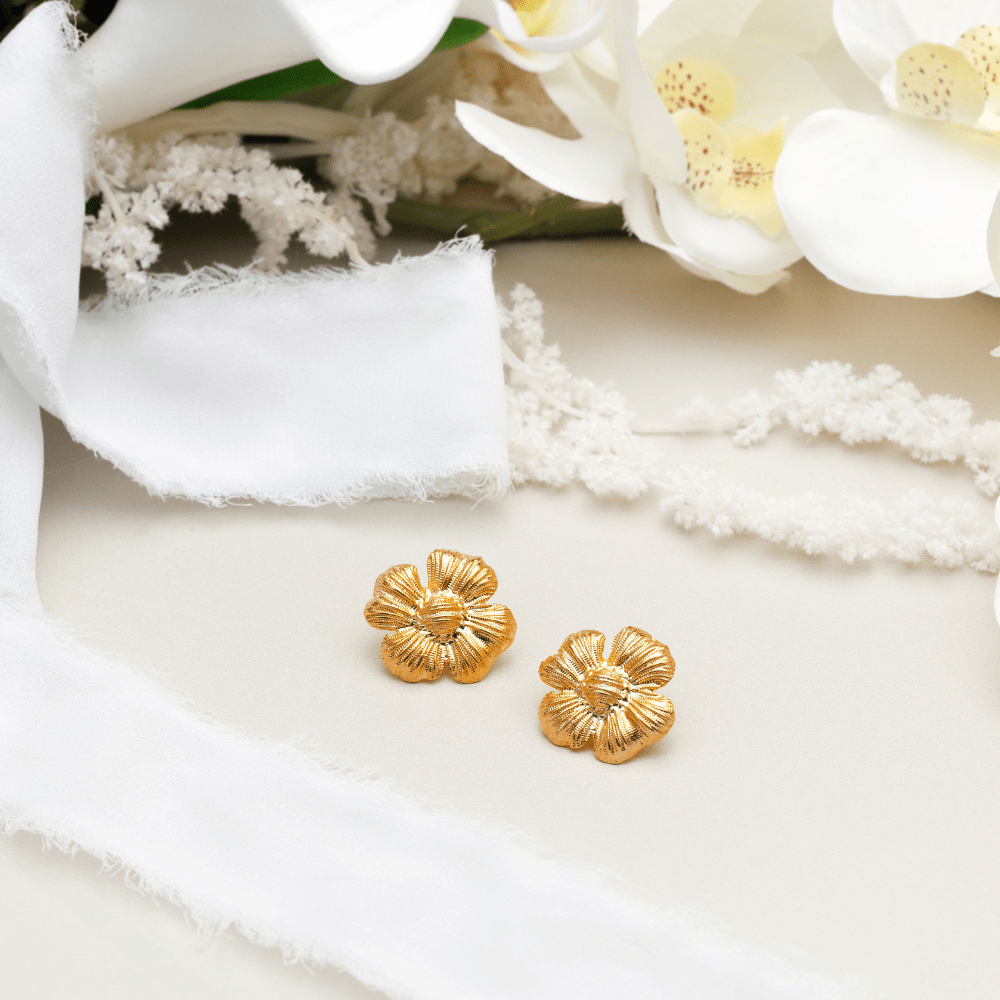 Orelia Textured Flower Statement Studs