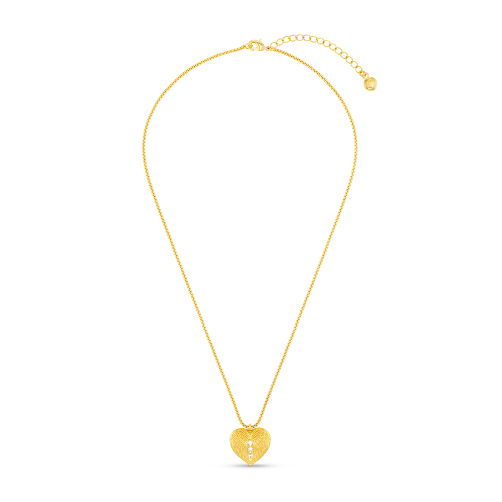 Orelia Textured Heart Charm & Crystal Necklace