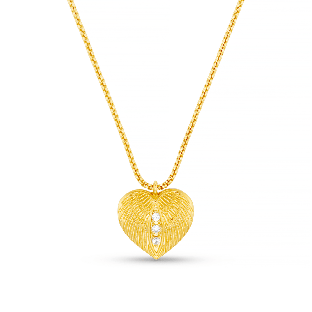 orelia Textured Heart Charm & Crystal Necklace