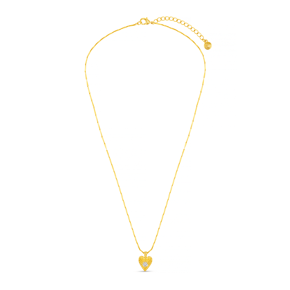 Orelia Textured Heart Charm Necklace