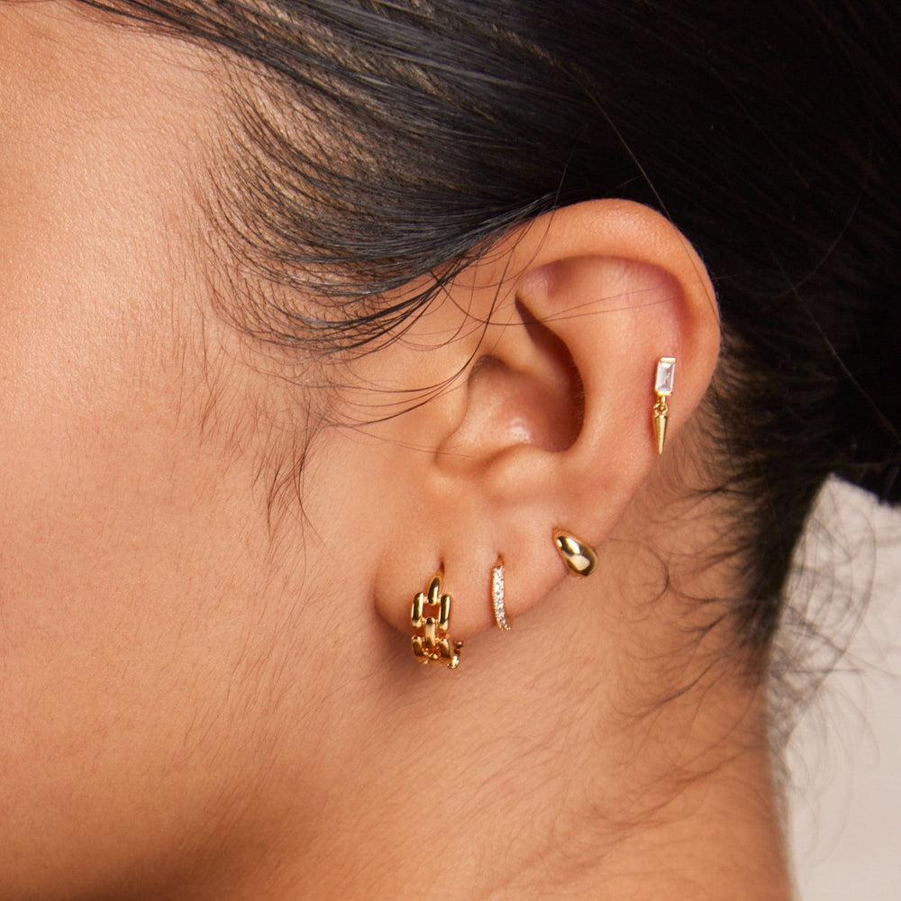 Orelia Tiny Tapered Micro Hoop Earrings - Gold