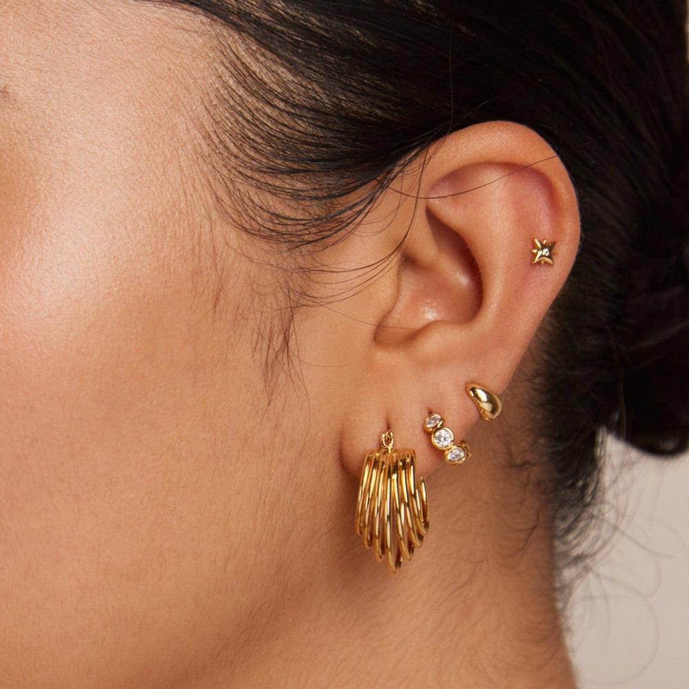Orelia Tiny Tapered Micro Hoop Earrings - Gold
