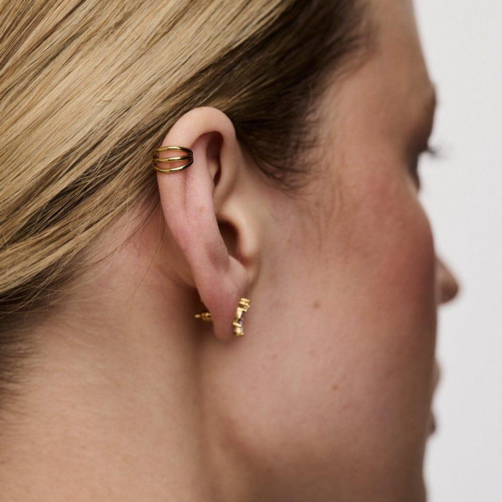 Orelia Triple Row Clicker Hoop 8mm - Gold