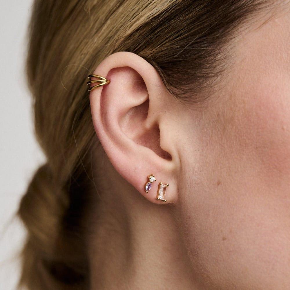 Orelia Triple Row Clicker Hoop 8mm - Gold