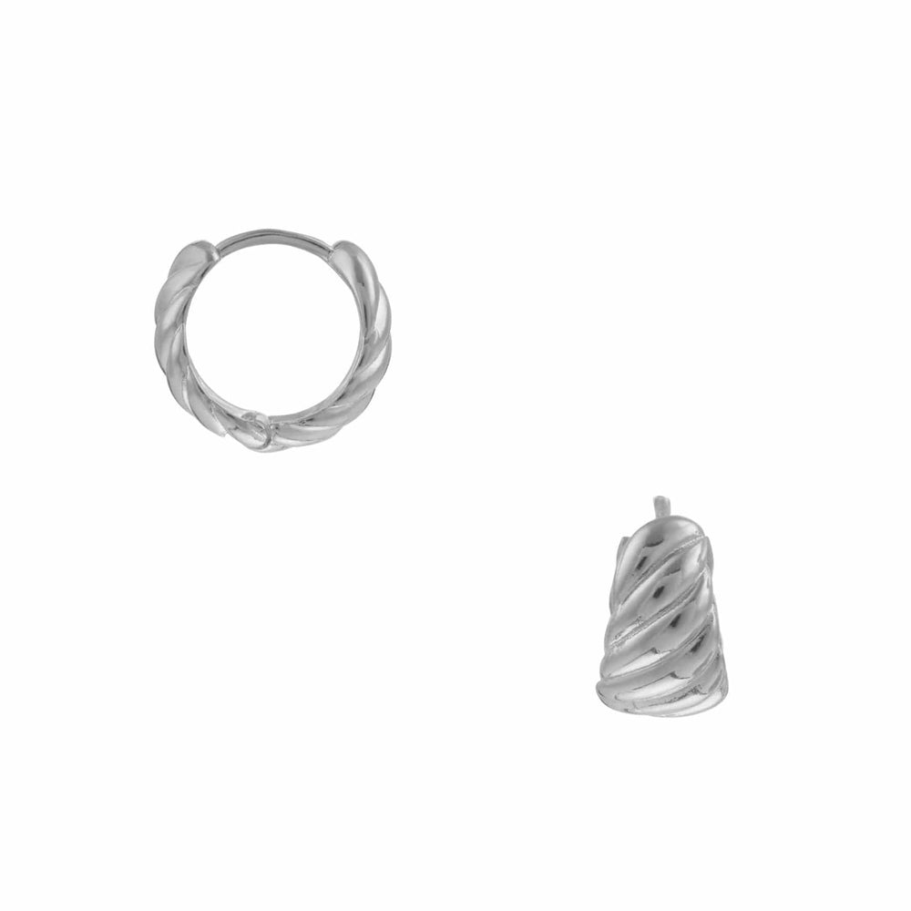orelia Twist Chubby Huggie Hoop Earrings - Silver