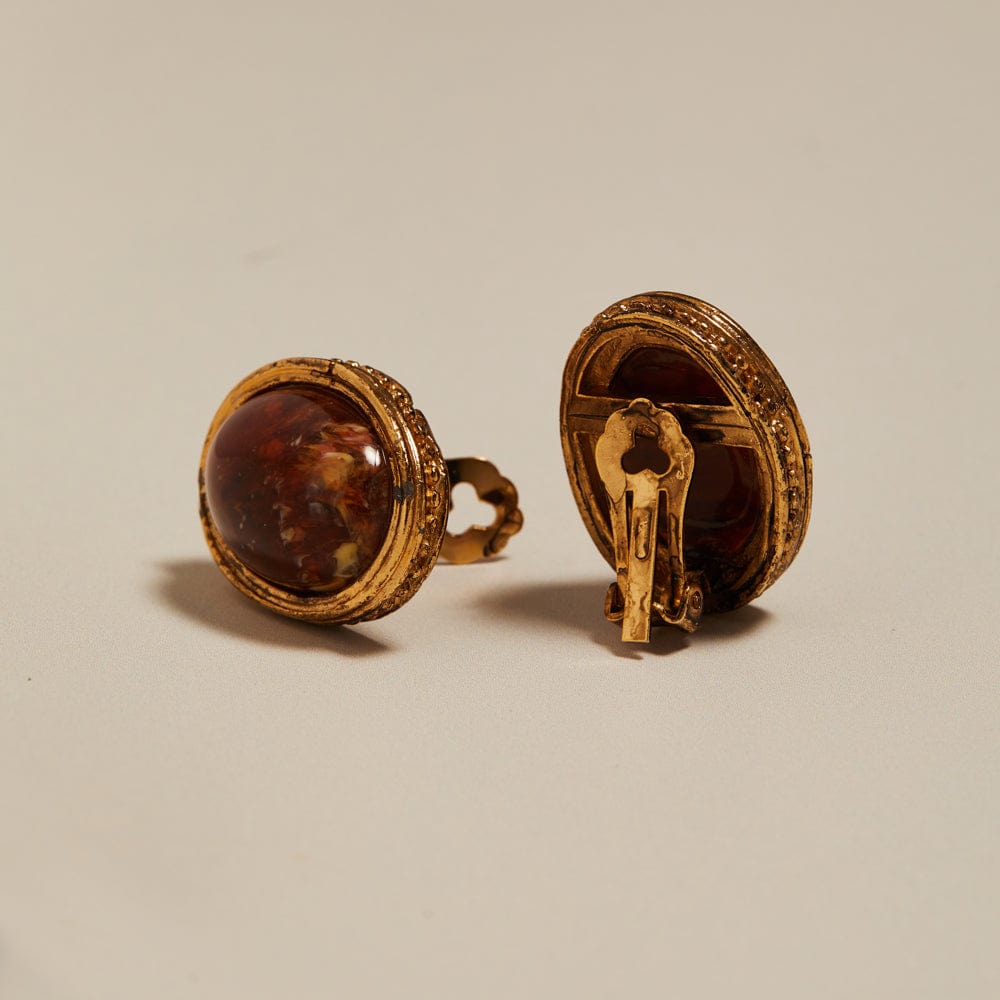 Orelia Vintage Carnelian Domed Clip-On Earrings