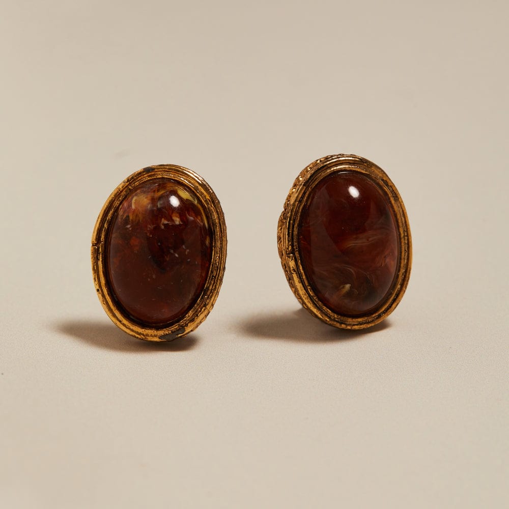 orelia Vintage Carnelian Domed Clip-On Earrings