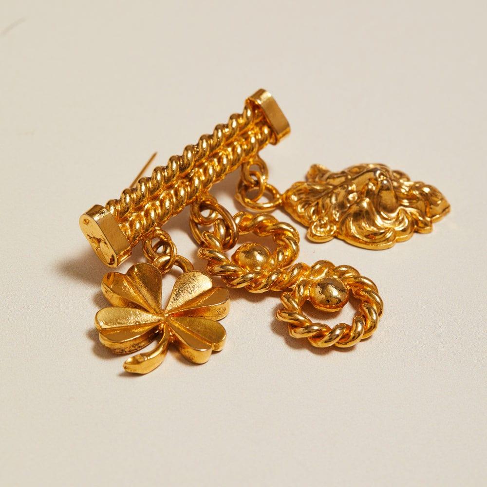 Orelia Vintage Clover & Lion Brooch