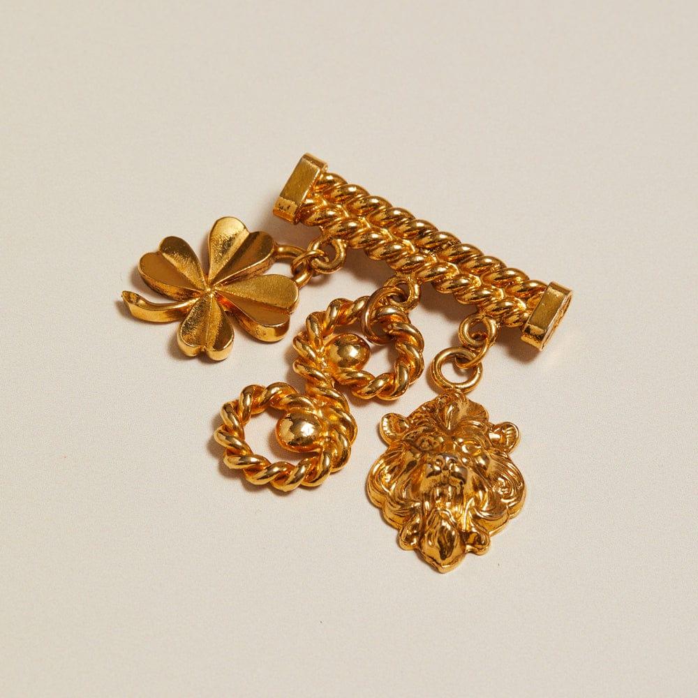 orelia Vintage Clover & Lion Brooch