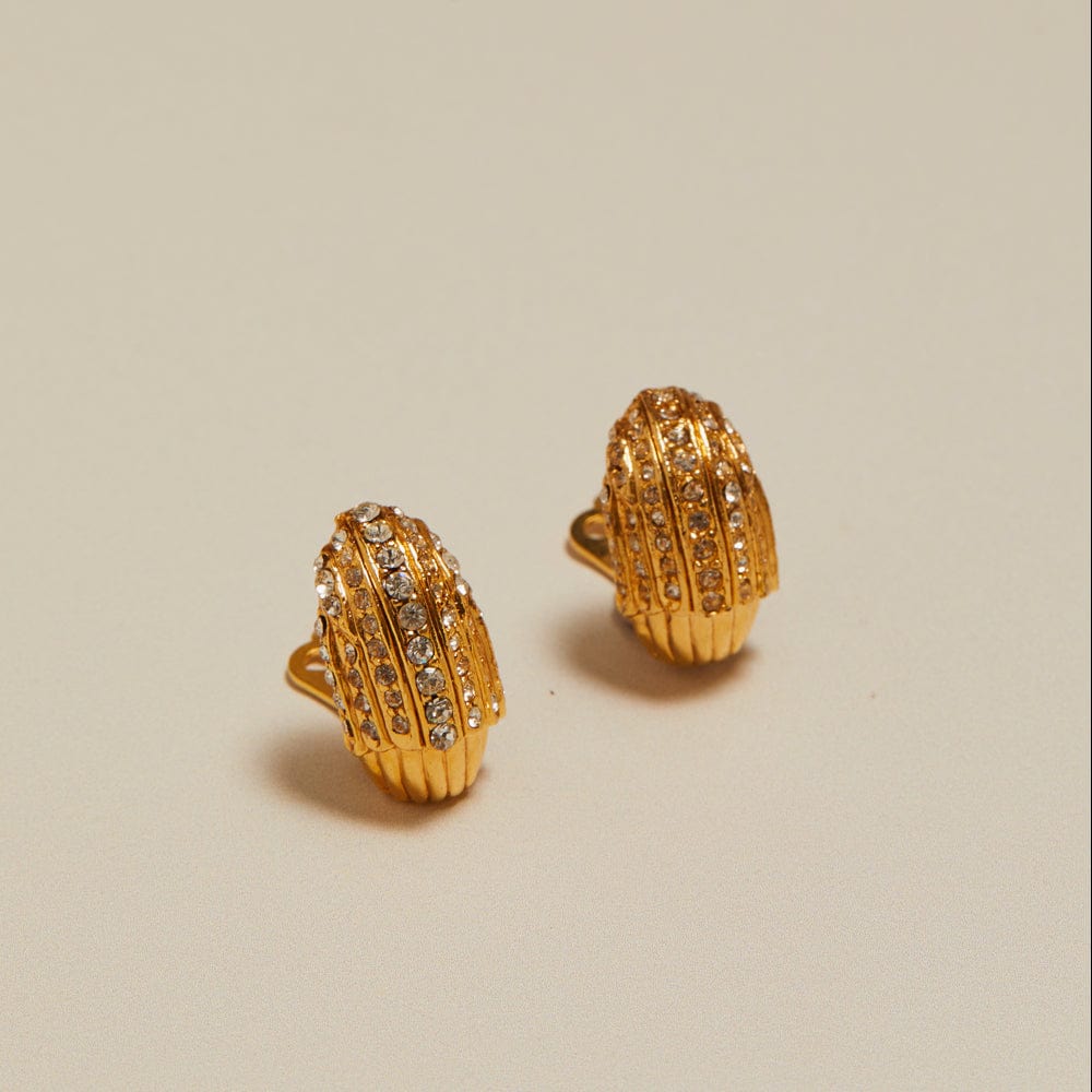 orelia Vintage Crystal Textured Clip-On Earrings
