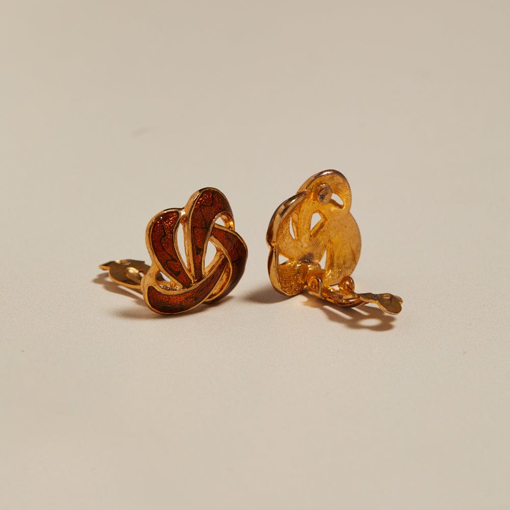 Orelia Vintage Enamel Swirl Clip-On Earrings