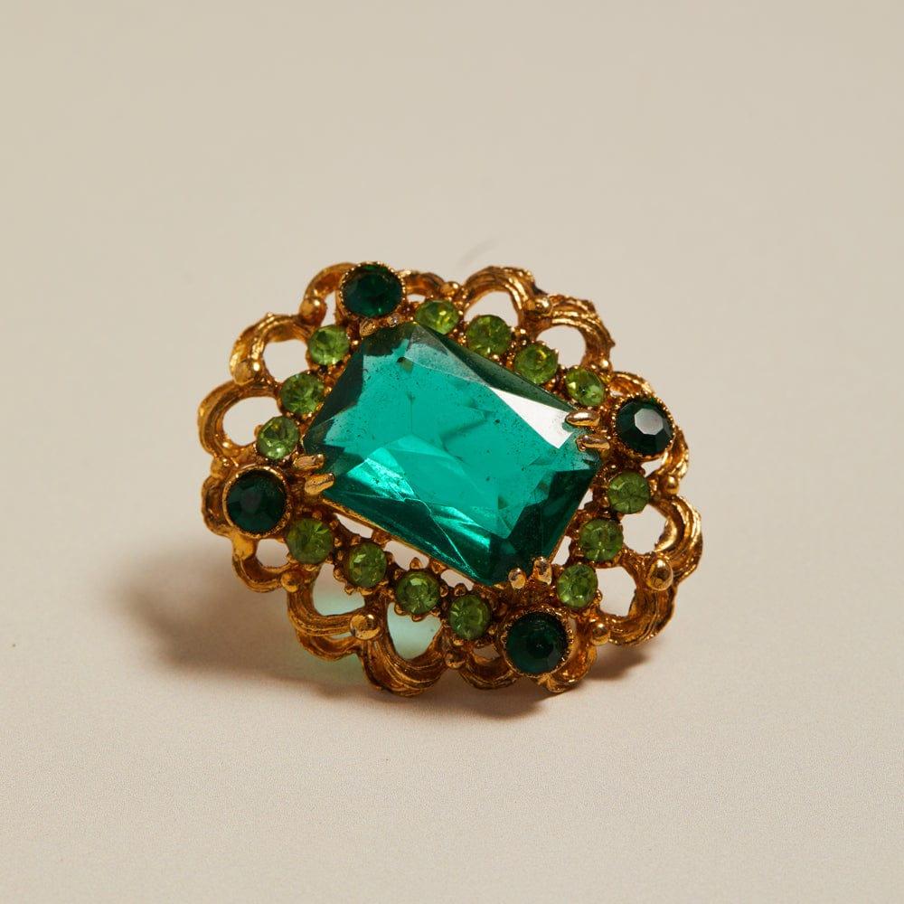 orelia Vintage Green Glass Stone Brooch