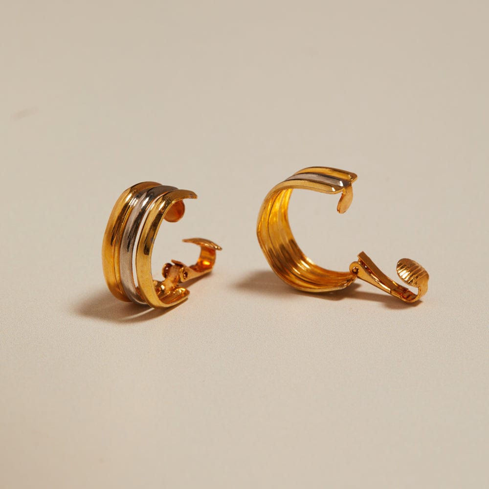 Orelia Vintage Mixed Plate Clip-On Hoop Earrings