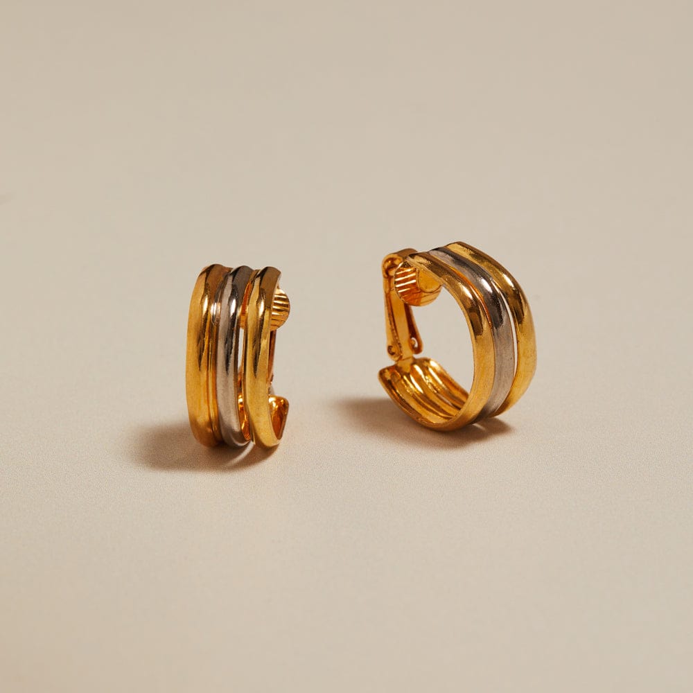 orelia Vintage Mixed Plate Clip-On Hoop Earrings