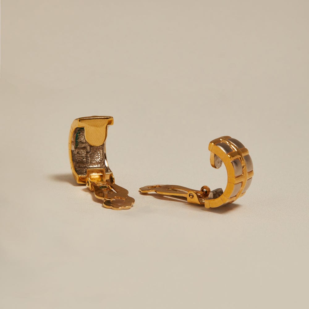 Orelia Vintage Mixed-Plate Grid Clip-On Earrings