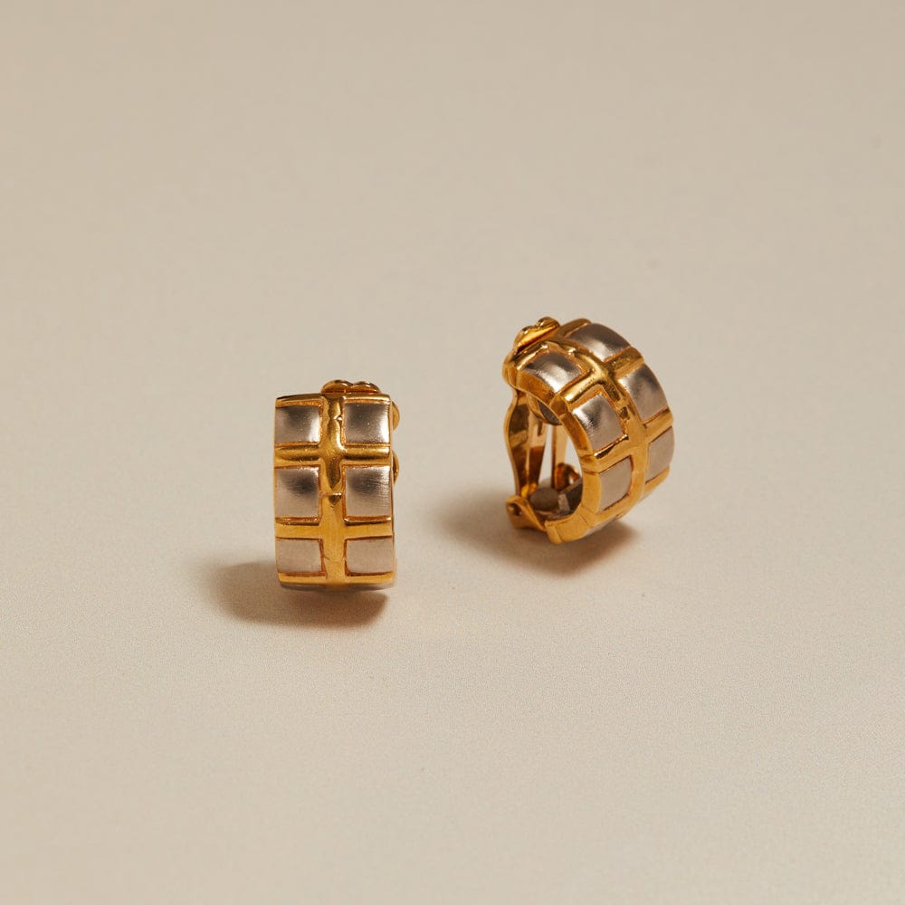 orelia Vintage Mixed-Plate Grid Clip-On Earrings