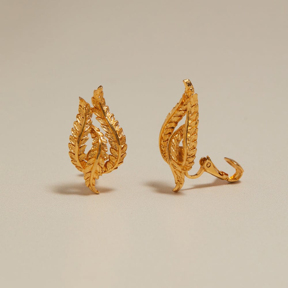 Orelia Vintage Textured Leaf Clip-On Earrings