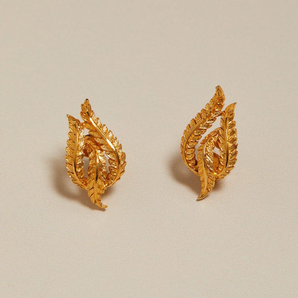 orelia Vintage Textured Leaf Clip-On Earrings