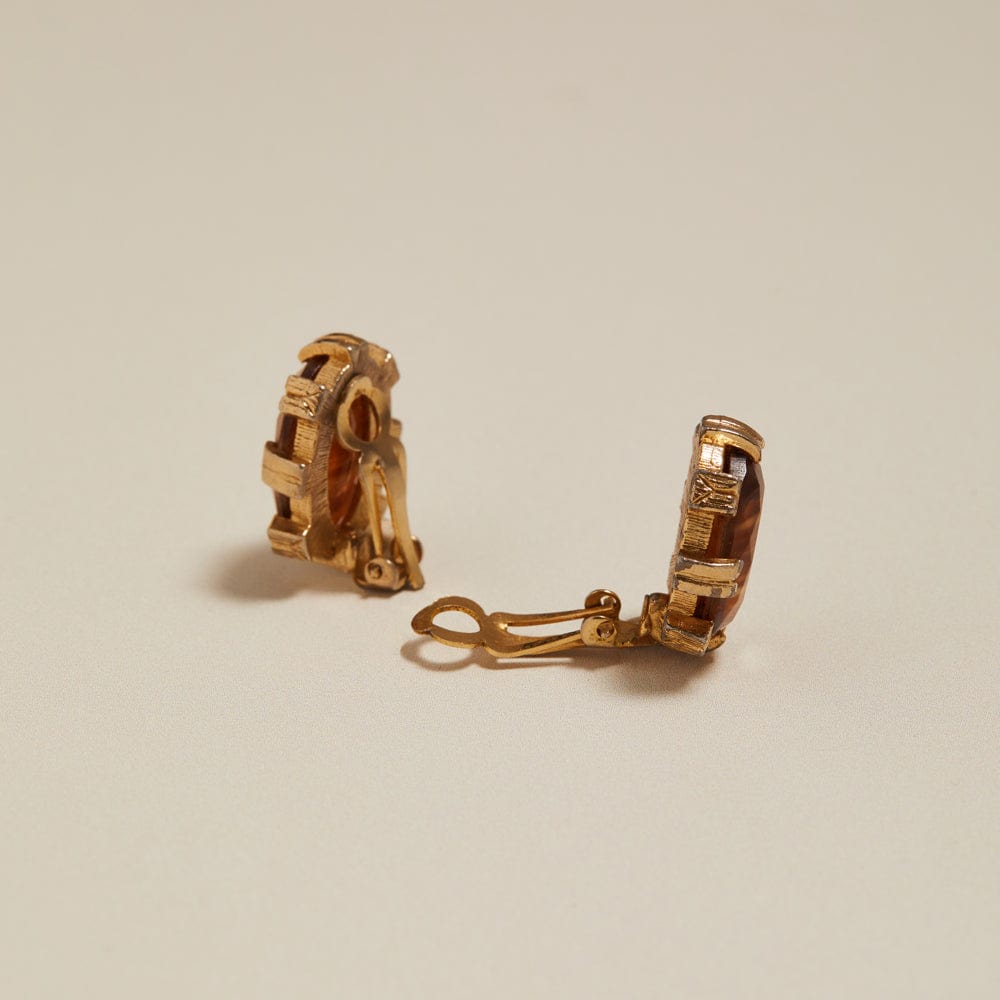 Orelia Vintage Tiger's Eye Clip On Earrings