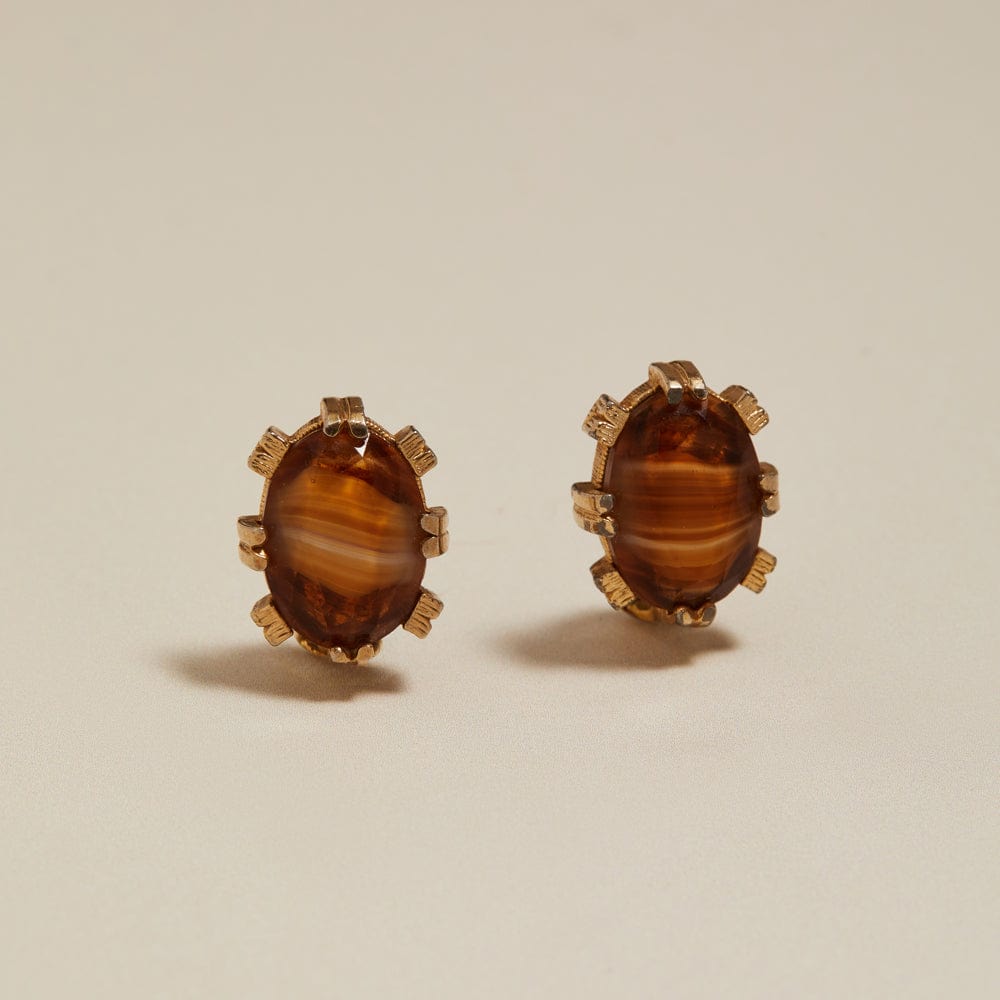 orelia Vintage Tiger's Eye Clip On Earrings