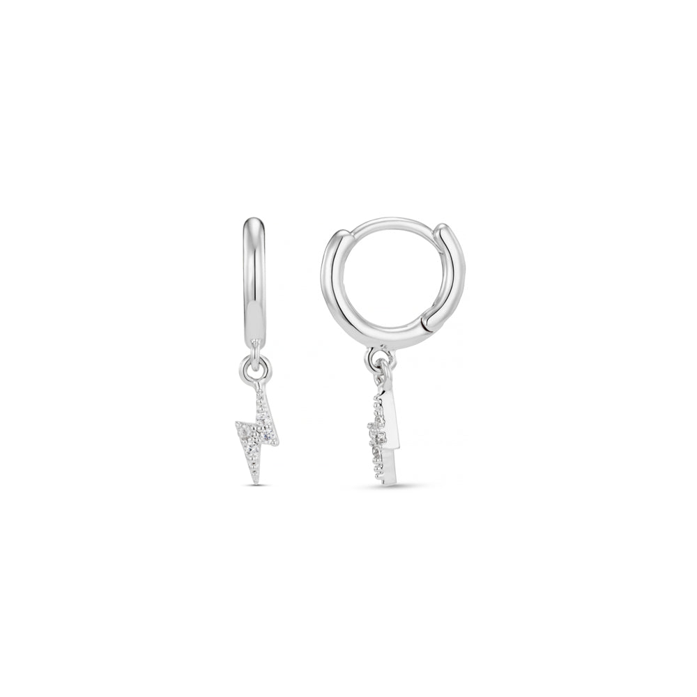 orelia Pavé Lightning Mini Micro Hoop Earrings Silver